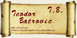 Teodor Batrović vizit kartica
